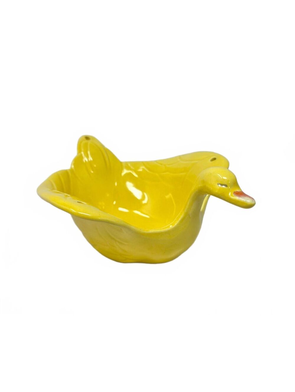 Vintage Yellow Ceramic Swan Hanging Planter Bowl MCM USA Pottery